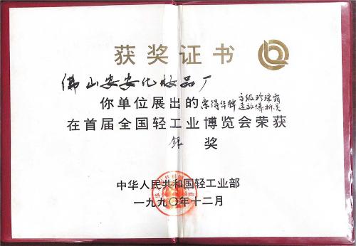 1990年首届天下轻工业展览会-银奖
